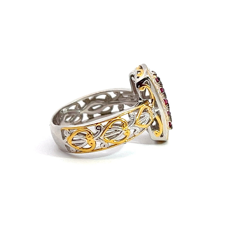 Sterling Silver Gold Plated Ruby Ring