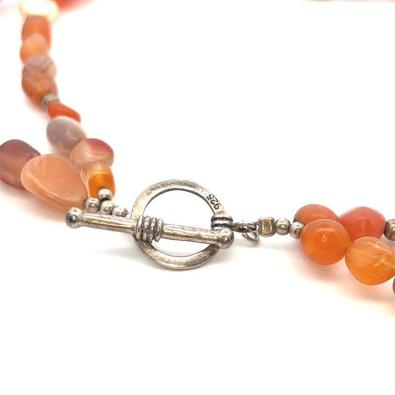 Sterling Silver Agate & Silver Bead Necklace