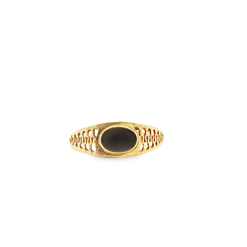 14K YG Black Onyx Ring Size 6.