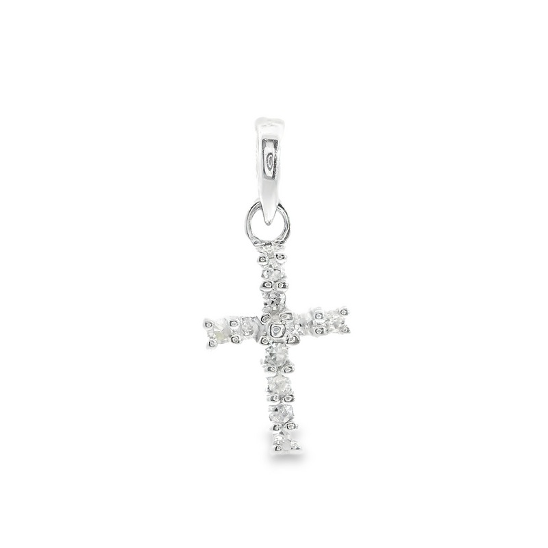 10K WHITE GOLD DIAMOND CROSS