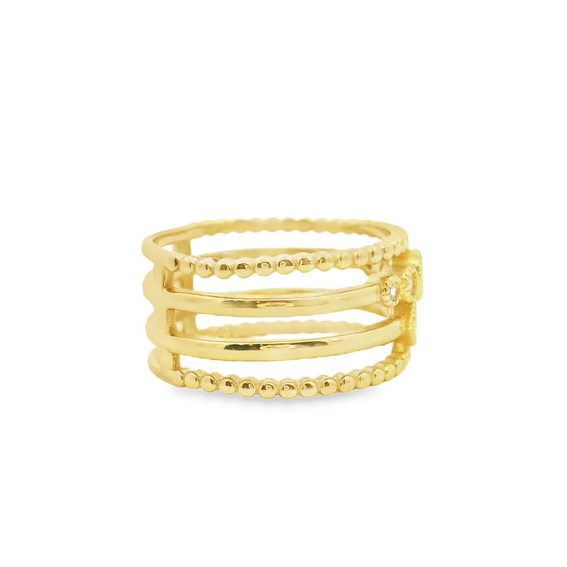 Gold Plated Wide CZ Ring