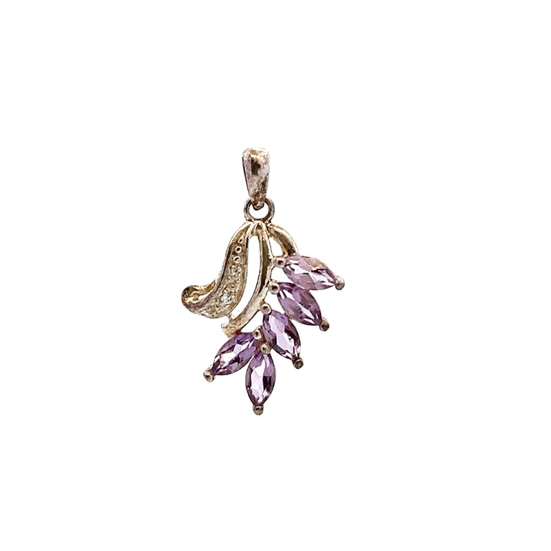 Sterling Silver Amethyst & Diamond Pendant