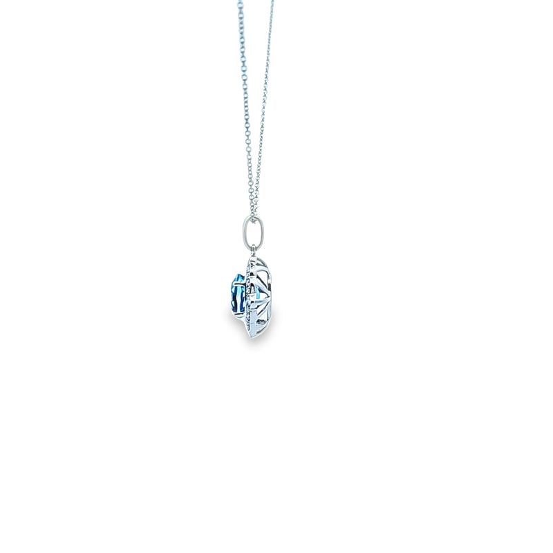 14K WG Aquamarine & Diamond Pendant