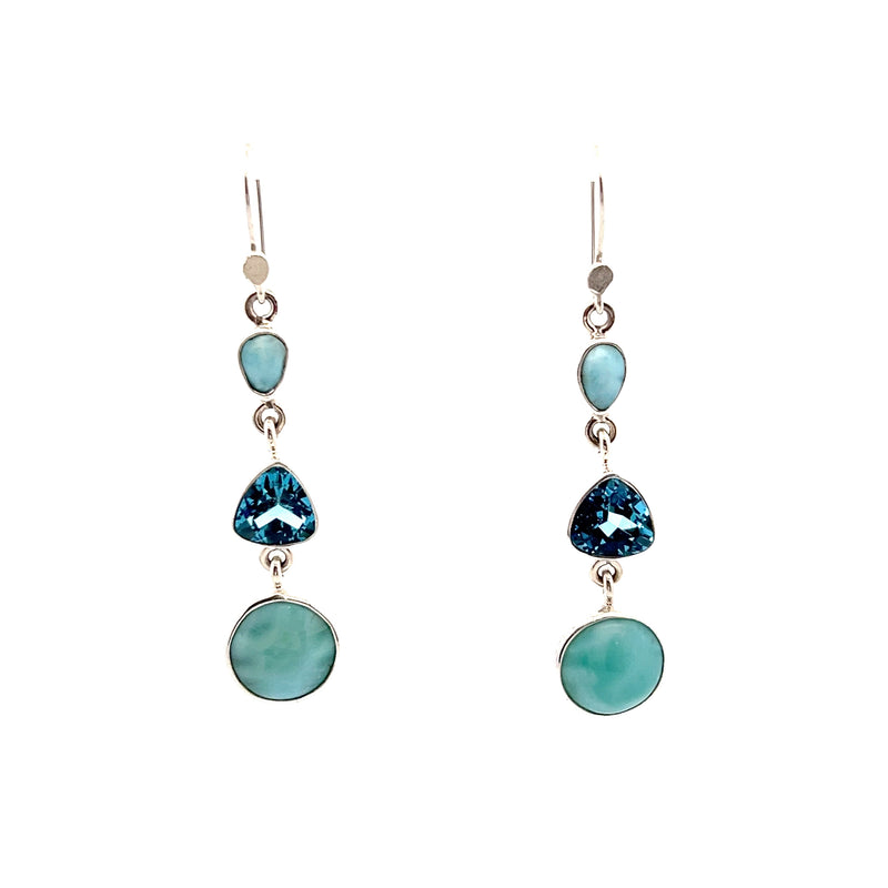 Sterling Silver Blue Topaz & Larimar Earrings