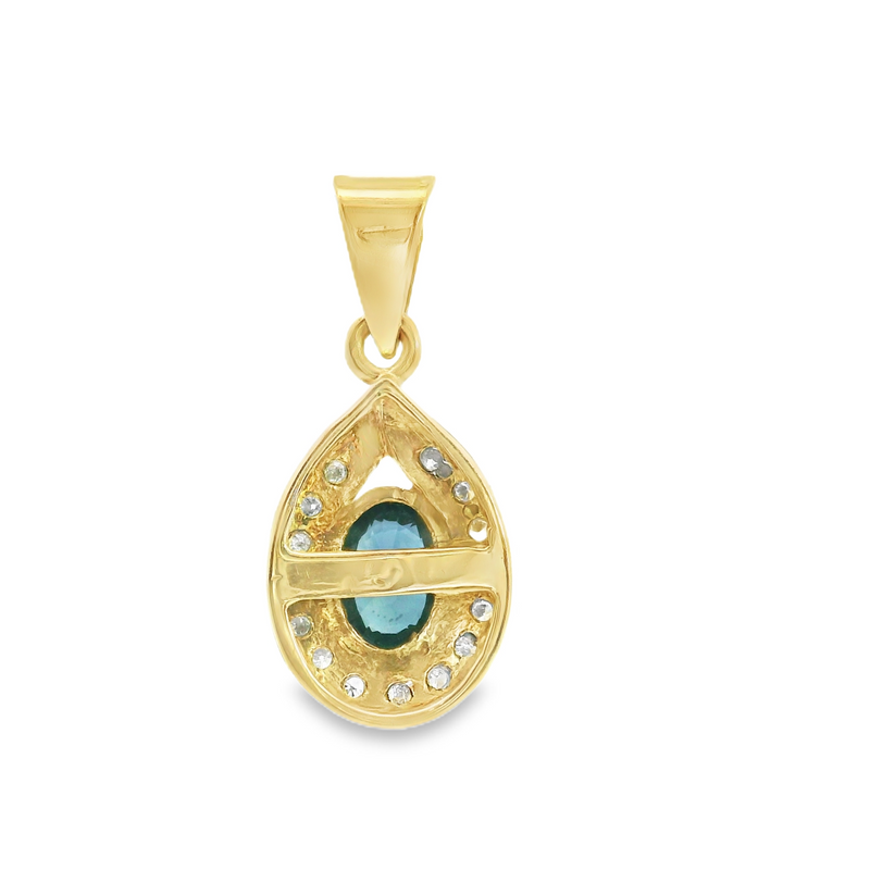 14K YG Sapphire & Diamond Pendant