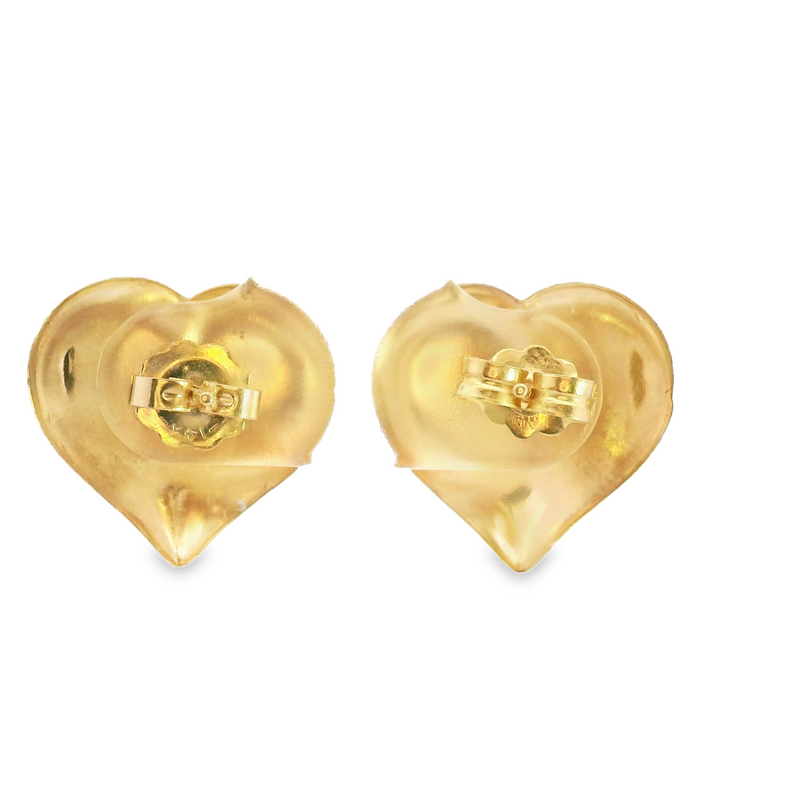 14K YG Heart Stud Earrings