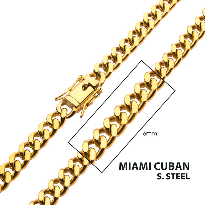 6mm 18Kt Gold IP Miami Cuban C