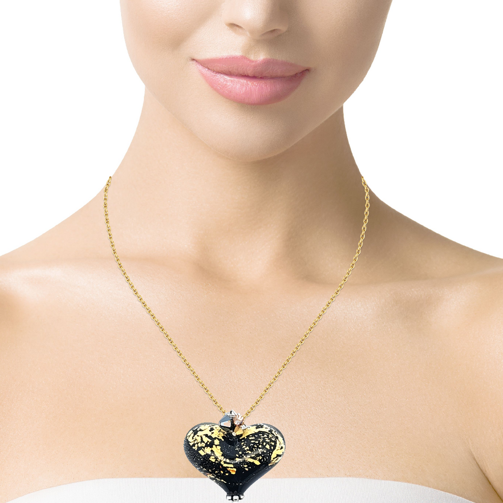 Sterling Silver Blown Glass Heart Pendant