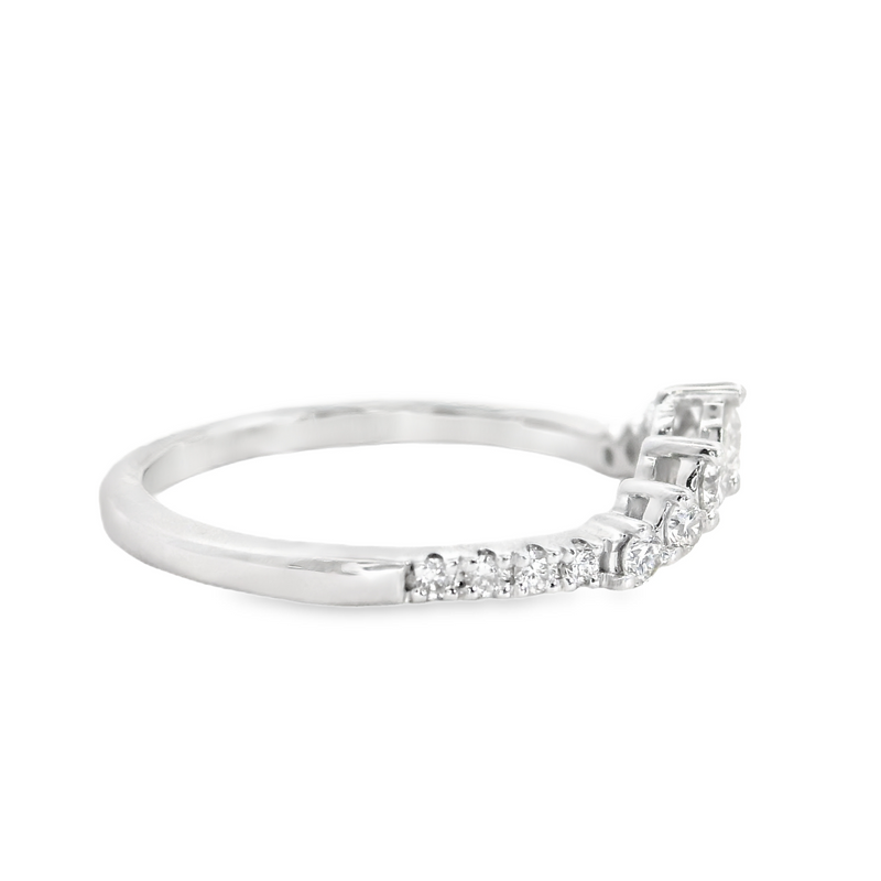 14K WG Curved Diamond Band