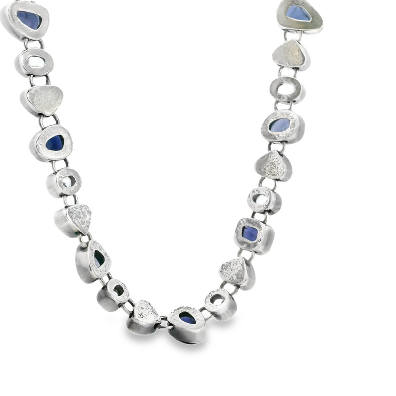 Sterling Silver Iolite, Blue Topaz & Mother of Pearl Necklace