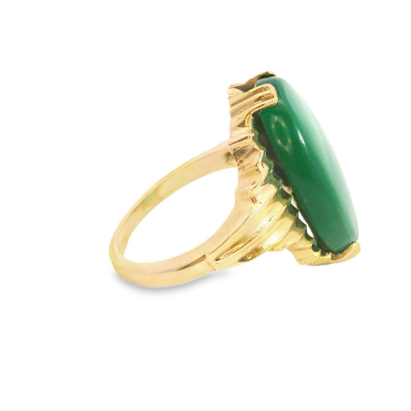 10K YG Green Jade Ring
