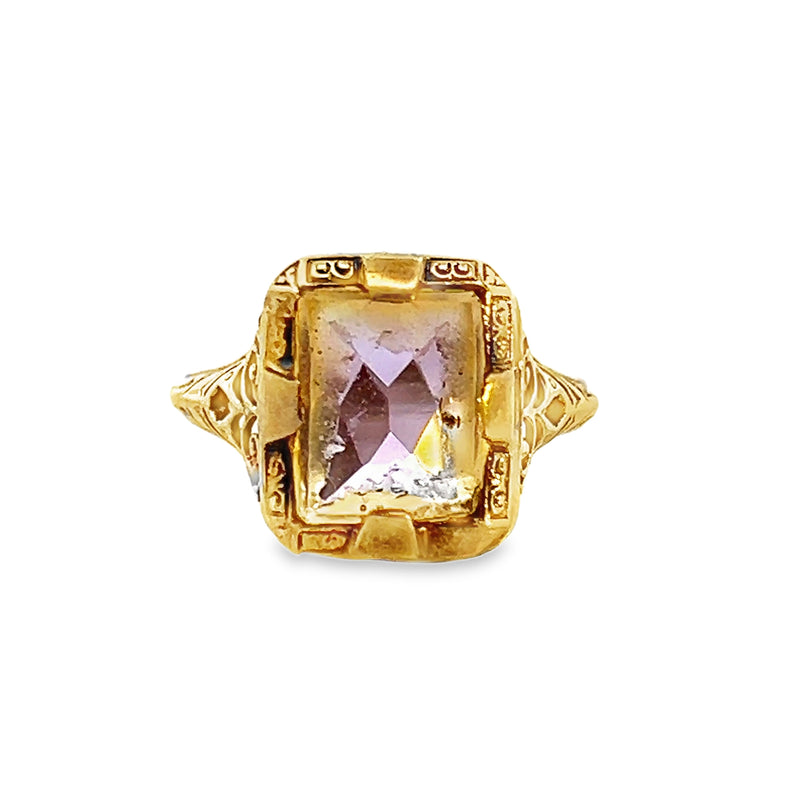 14K YG Vintage Glass Ring