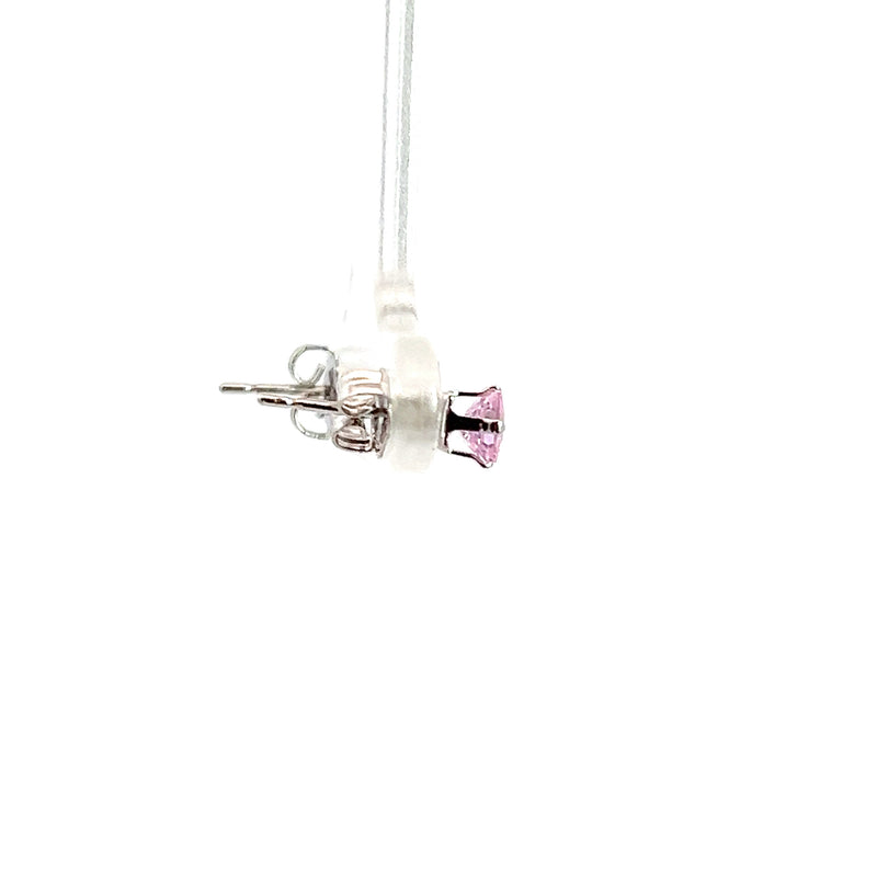 Sterling Silver Pink CZ Stud Earrings