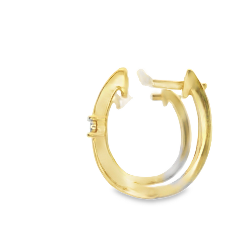 Gold Plated Silver Diamond Hoop Earrings