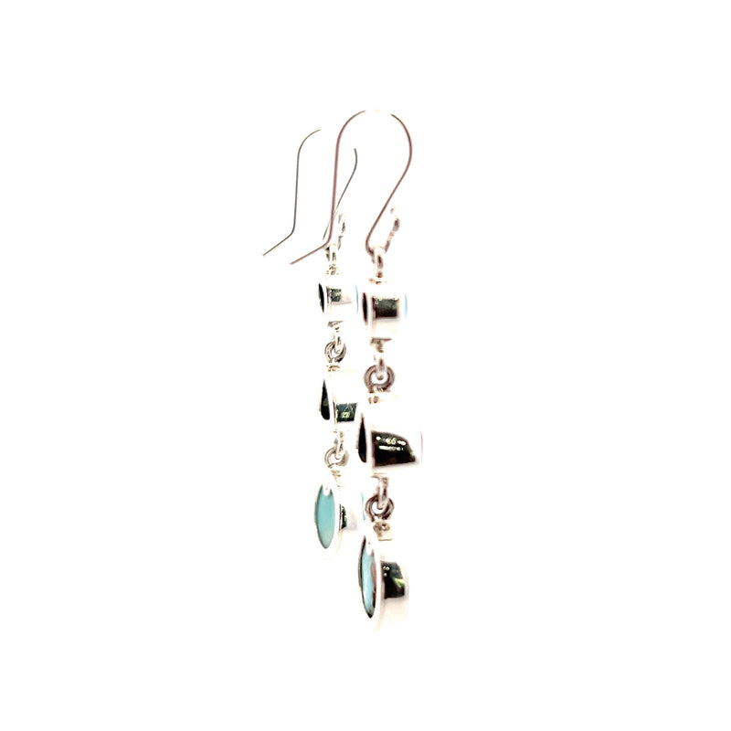 Sterling Silver Blue Topaz & Larimar Earrings