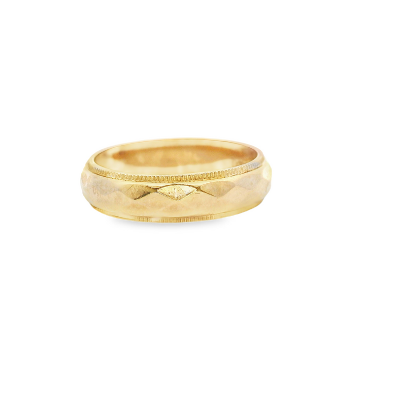 14K YG Diamond Cut Band