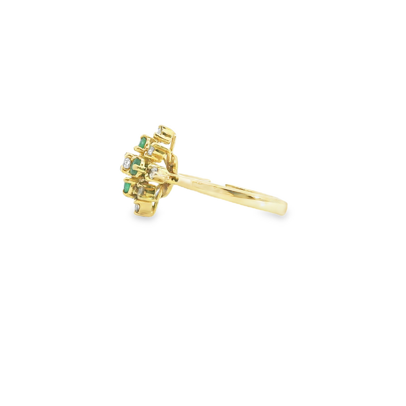 18K YG Emerald & Diamond Ring