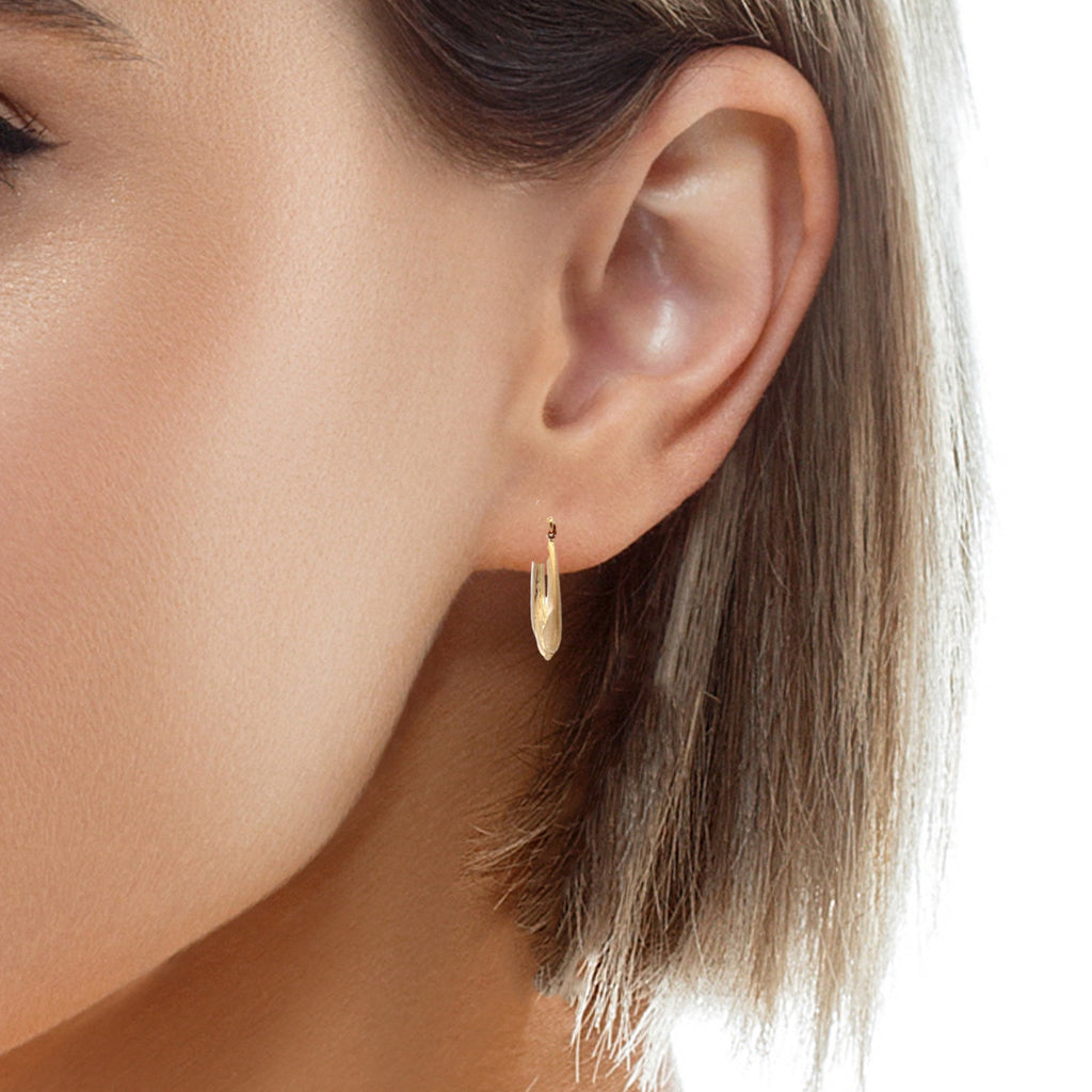 14K YG Hoop Earrings with Brushed Finish