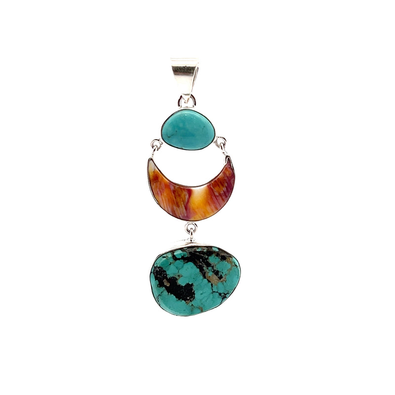 Sterling Silver Turquoise & Spiny Oyster Shell Pendant