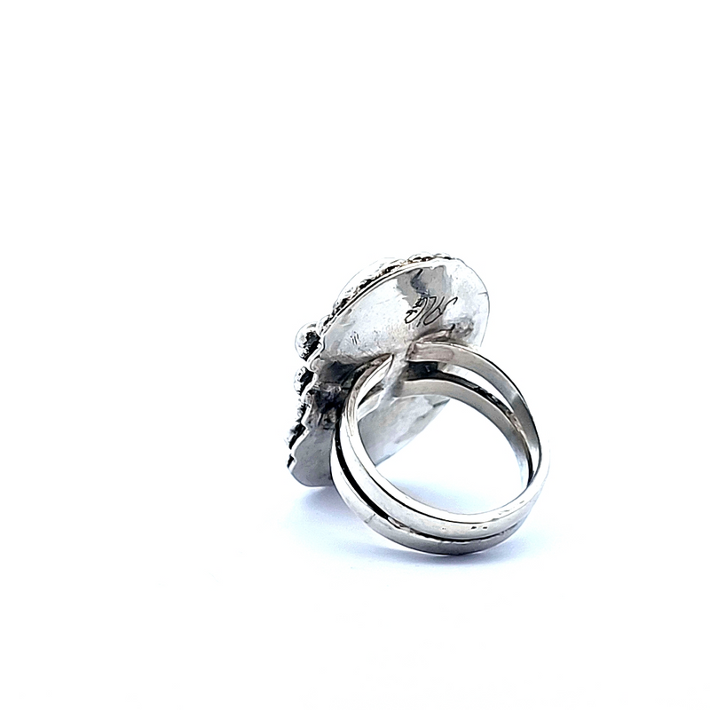 Sterling Silver Turquoise & Coral Ring Size 10.5
