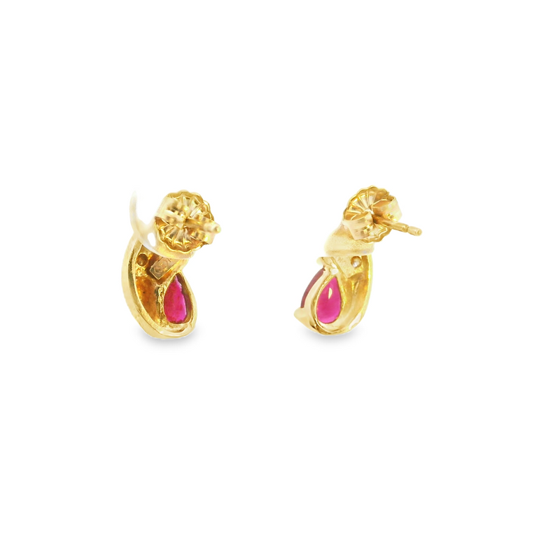 14K YG Ruby & Diamond Stud Earrings