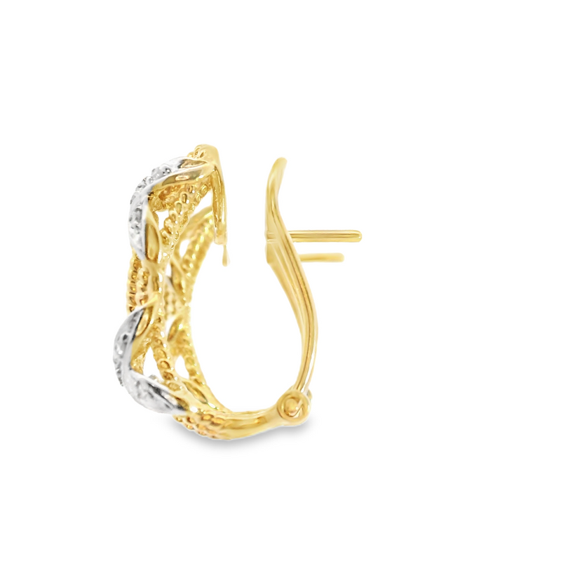 14K Two Tone Diamond Earrings