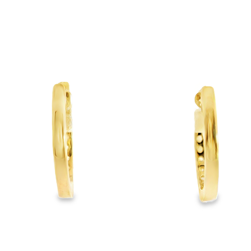 14K YG Oval Diamond Hoop Earrings