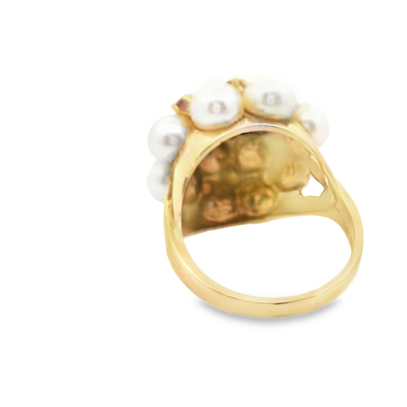 14K YG Ruby & Pearl Ring
