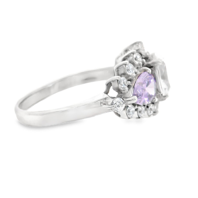 Sterling Silver White & Purple CZ Ring