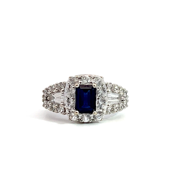 14K WG White & Blue Sapphire Ring