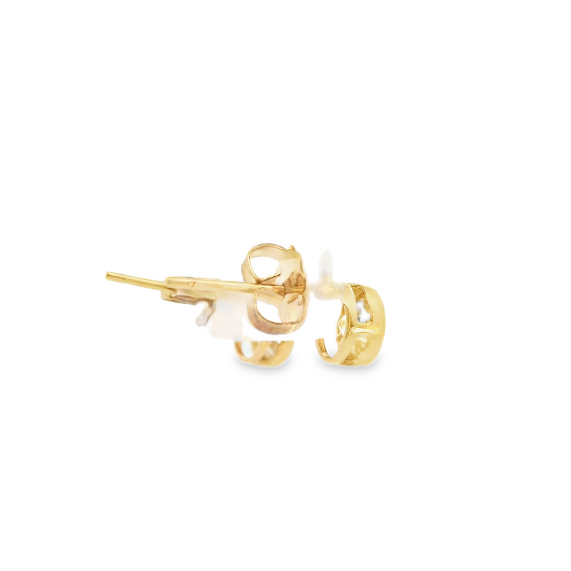 14K YG Bezel Set Diamond Stud Earrings