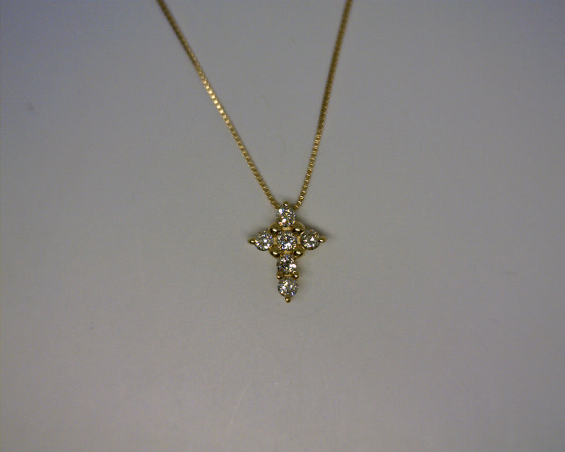 14K YG Diamond Cross Pendant