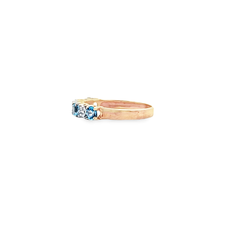 10K YG Blue Topaz & Diamond Ring