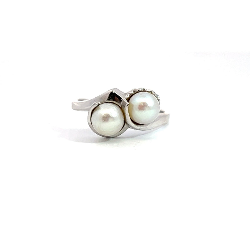 14K WG 2 Pearl Ring