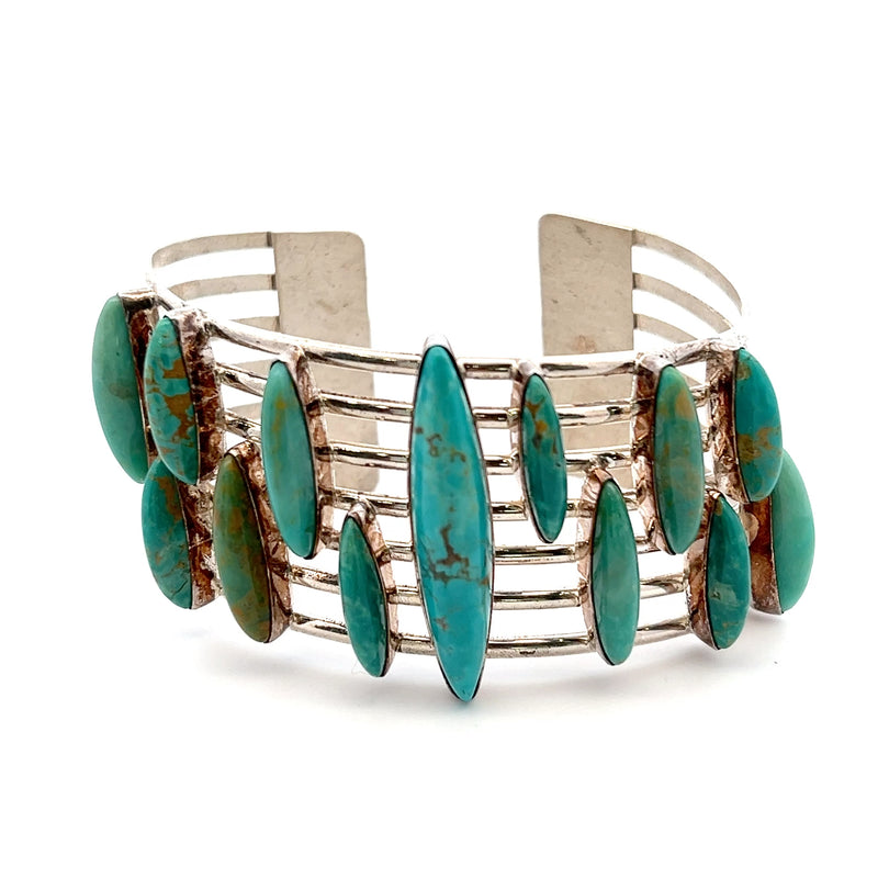 Sterling Silver Wide Turquoise Cuff Bracelet