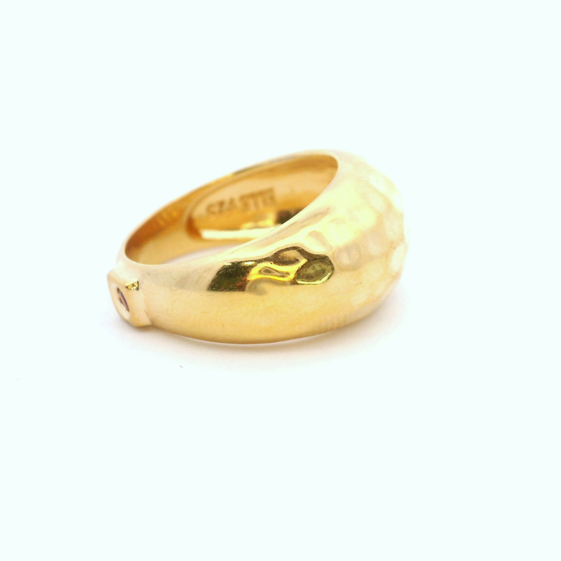 Gold Plated Sterling Silver Domed Hammer Band Size 6