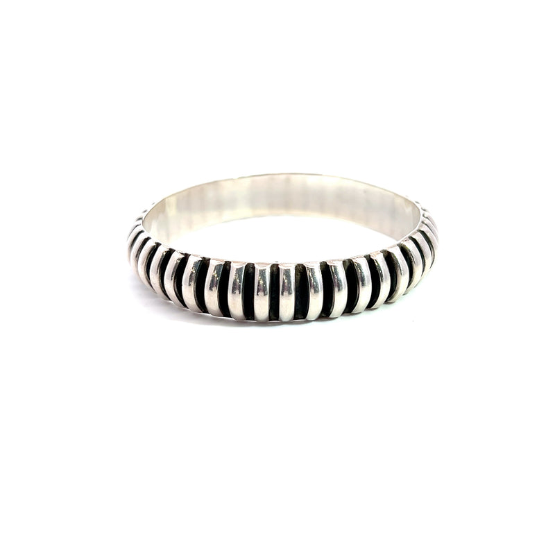 Sterling Silver Ridged Bangle Bracelet