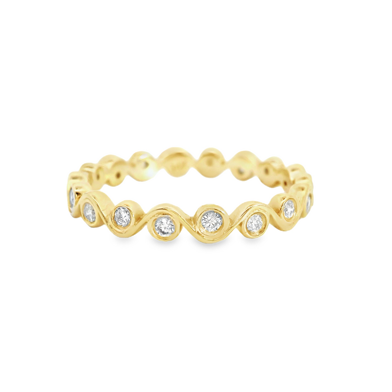 14K YG Wave Bezel Set Ring 0.29 CT TW
