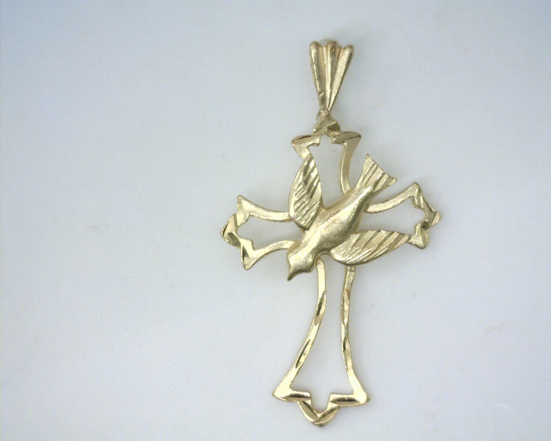 14K YG Dove Cross