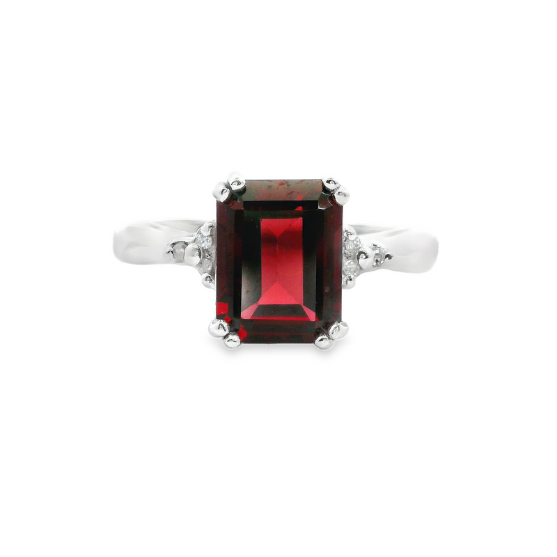 10K WG Garnet & Diamond Ring