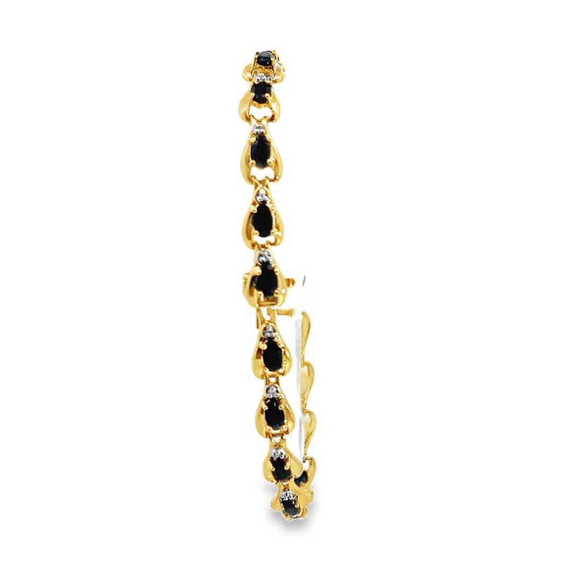 10K YG Sapphire & Diamond Tennis Bracelet