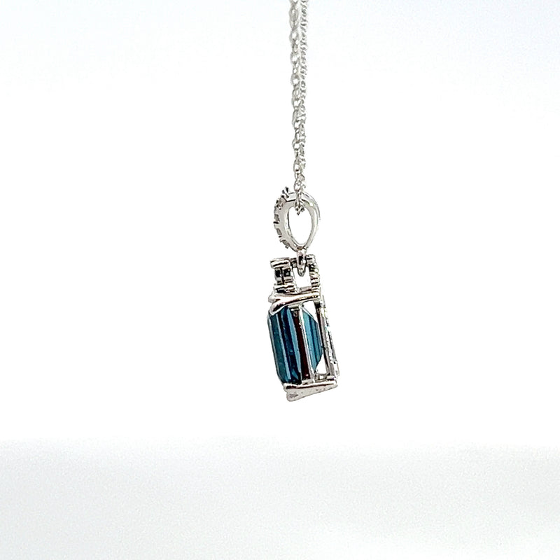 10K WG London Blue Topaz & Diamond pendant