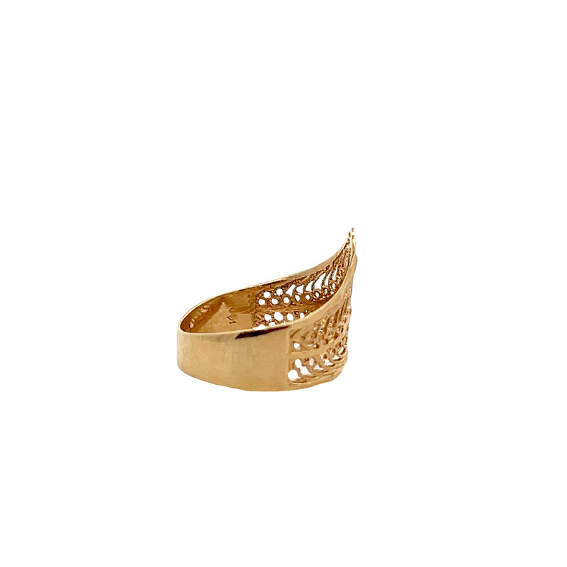 14K YG Filigree Chevron Band