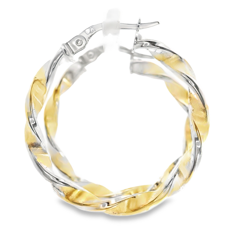 14K TT Twisted Hoops
