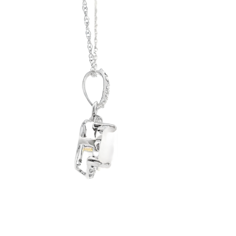 10K WG Opal & Diamond Pendant