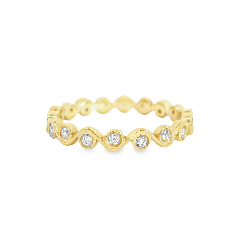 14K YG Wave Bezel Set Ring 0.29 CT TW