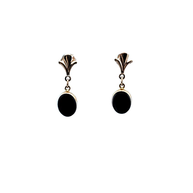 14K YG Black Onyx Earrings
