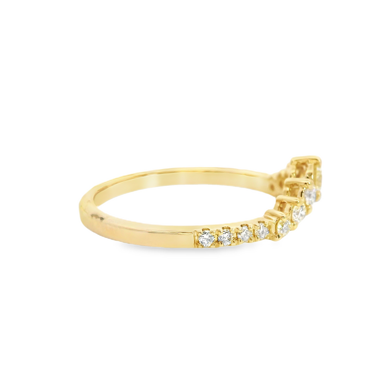 14K YG Curved Diamond Band
