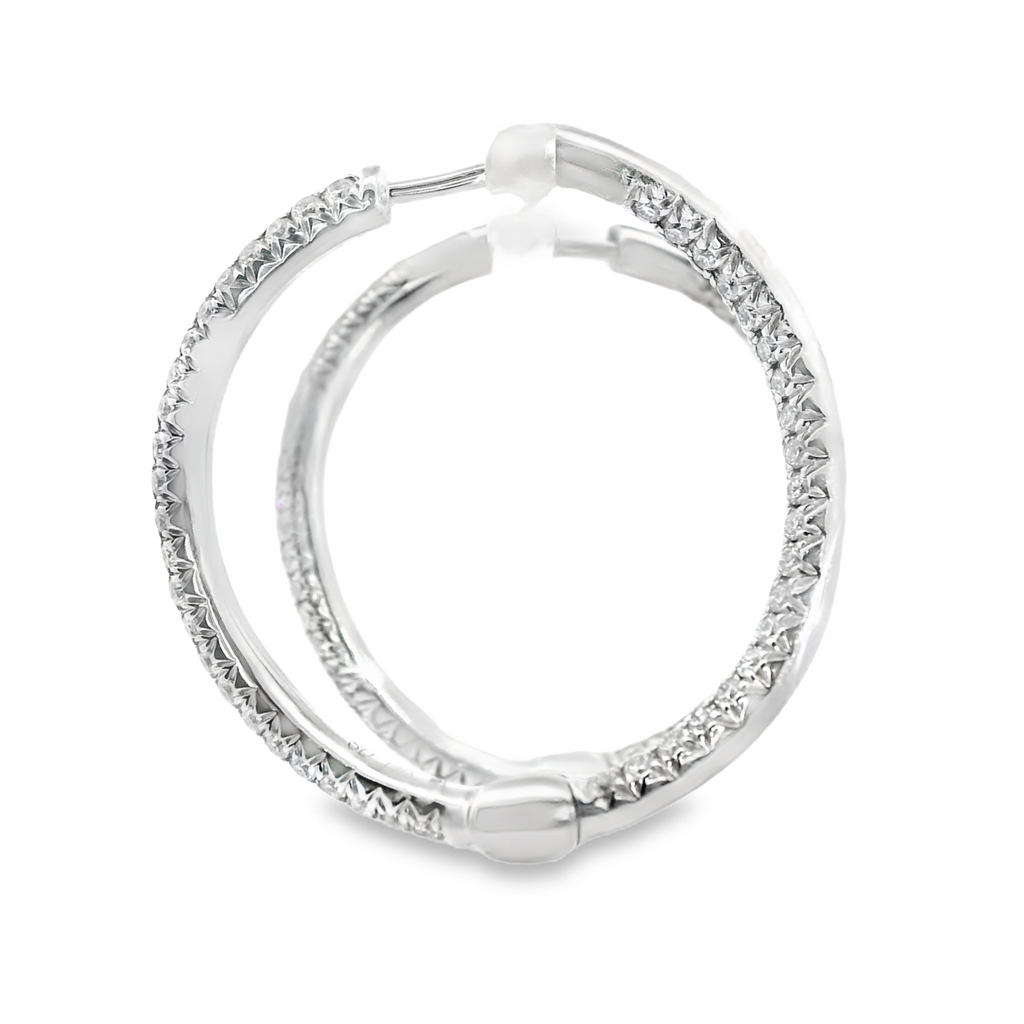 14K WG Pave Wave Hoop Earrings