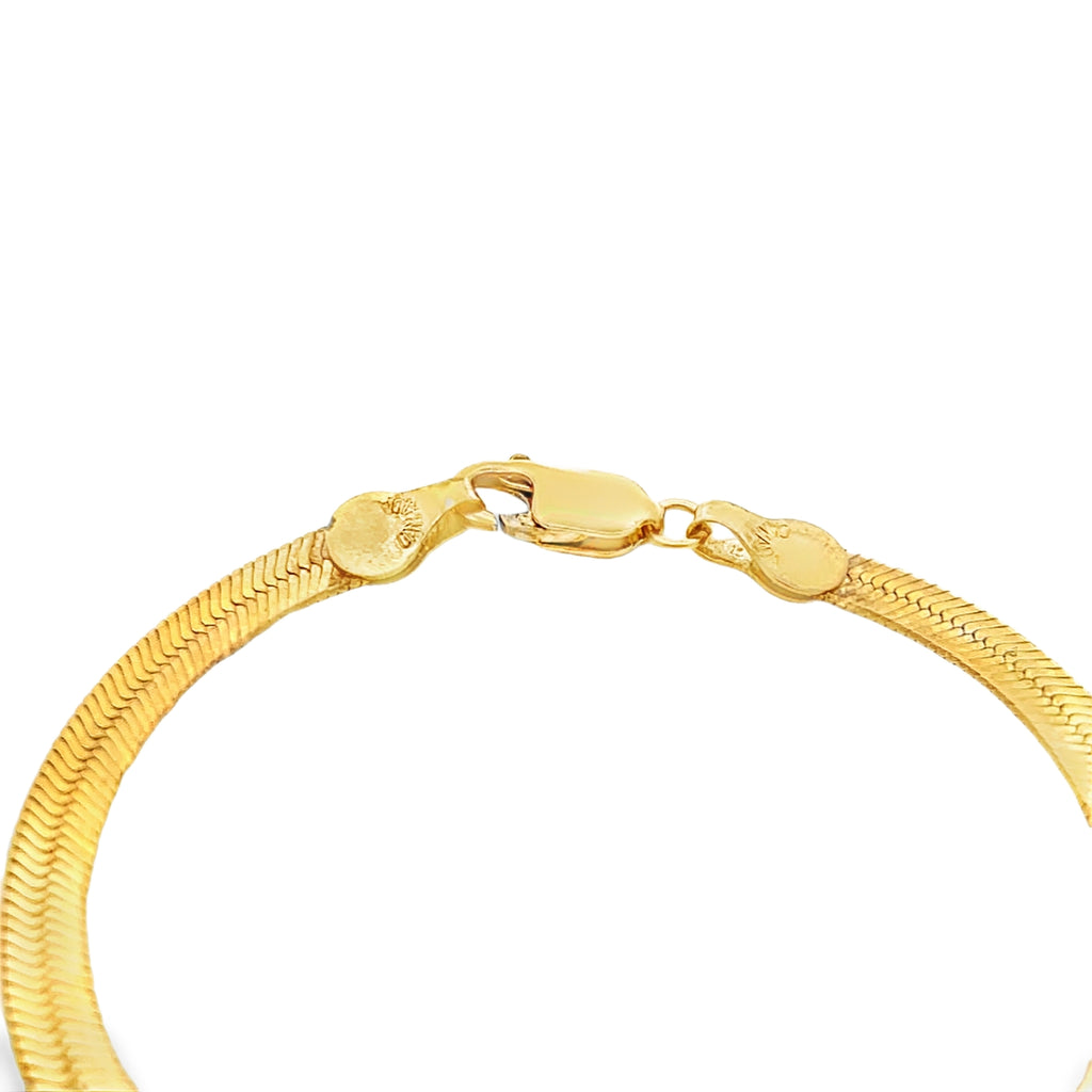 Gold Plated Sterling Silver Herringbone Bracelet 7" 6.0MM
